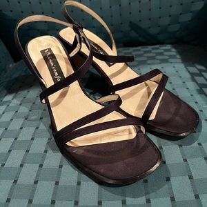 Dark navy satin sandals 3” heel Nina Women’s size 10